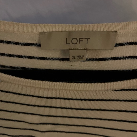 LOFT Black and Cream Striped Top - Picture 2 of 3